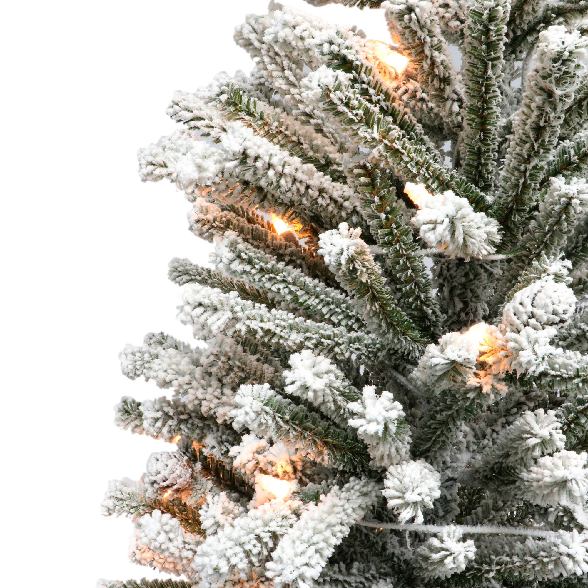 6 ft. Pre-Lit Flocked Fir Artificial Christmas Tree, 300 Lights